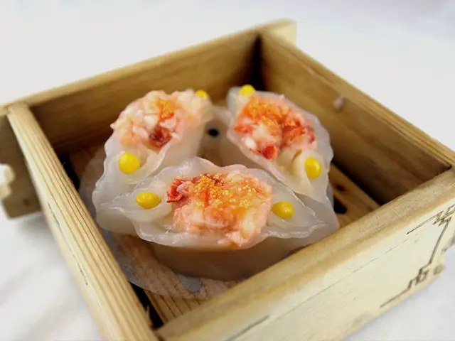 joyful garden dumpling on a wooden box plate