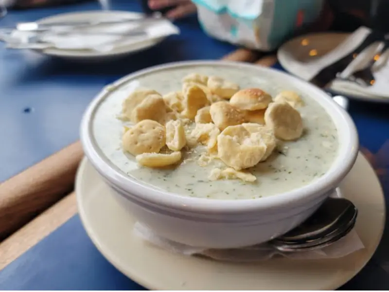 Clam chowder in Sail Loft Restaurant Boston