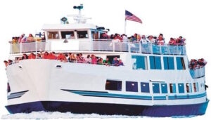 city view boston trolley tours seasonal cruise boat with people in it