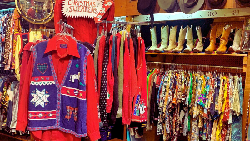 Fun and Bright clothes at Boston thrift store Great Eastern Trading Co