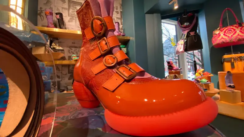 A boot at the John Fluevog Shoes store in Boston, MA