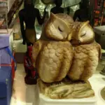 Vintage owl statue at a flea market in Massachusetts